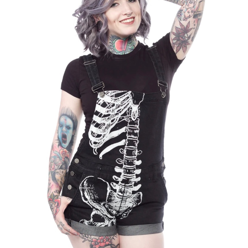 NEW NWT Iron Fist Skeleton Shortalls Overalls Shorts One Piece Wishbone 2xl xxl